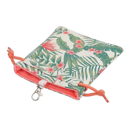 SHABIER Pu Leather Golf Pouch Bag with Drawstring Closure, Portable Golf Accessorie (Hawaiian-Style Flowers)