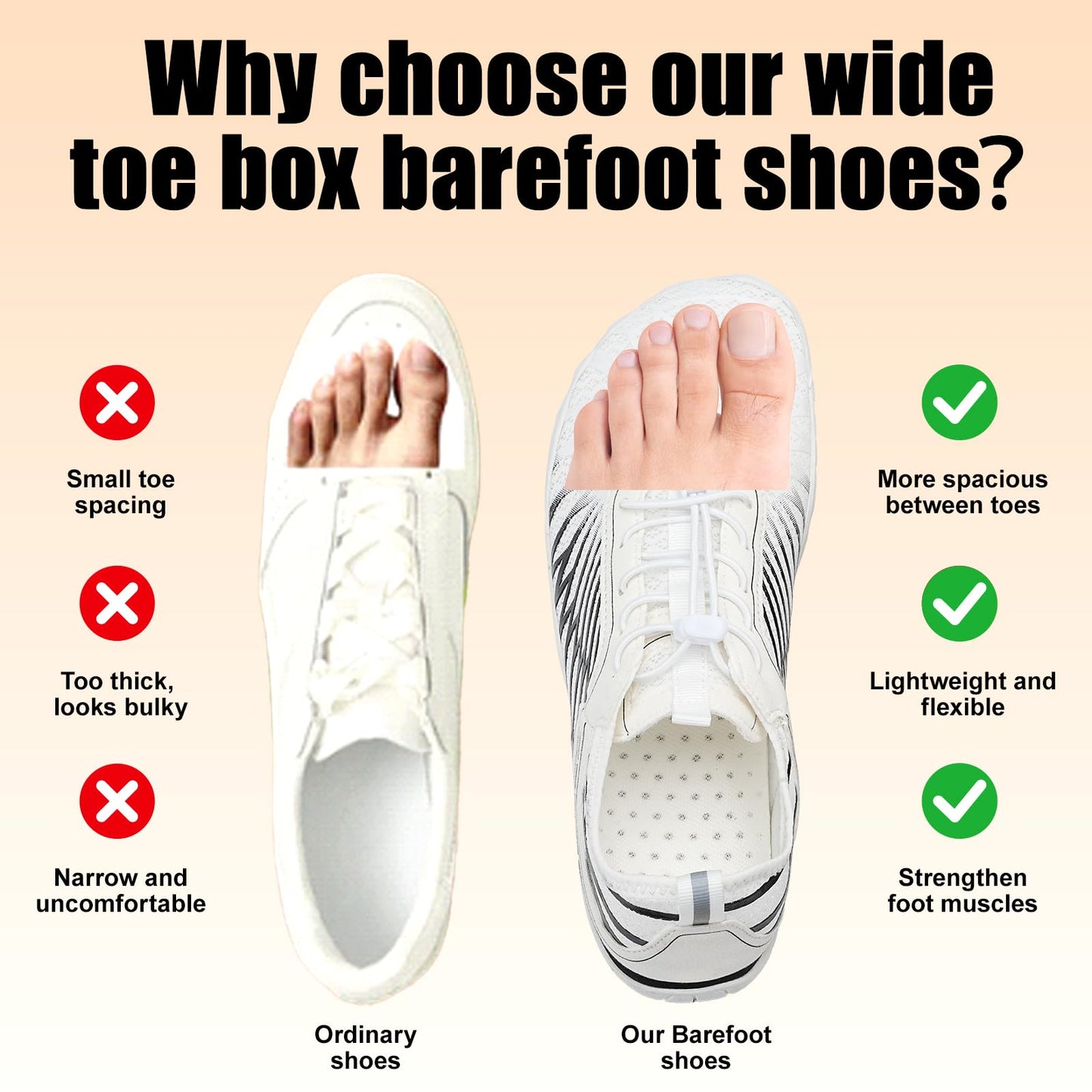 RUFONE Hike Barefoot Shoes for Women Men Breathable & Non-Slip Athletic Footwear Wide Toe Water Shoes,Designed for Walking,Running&Swimming White