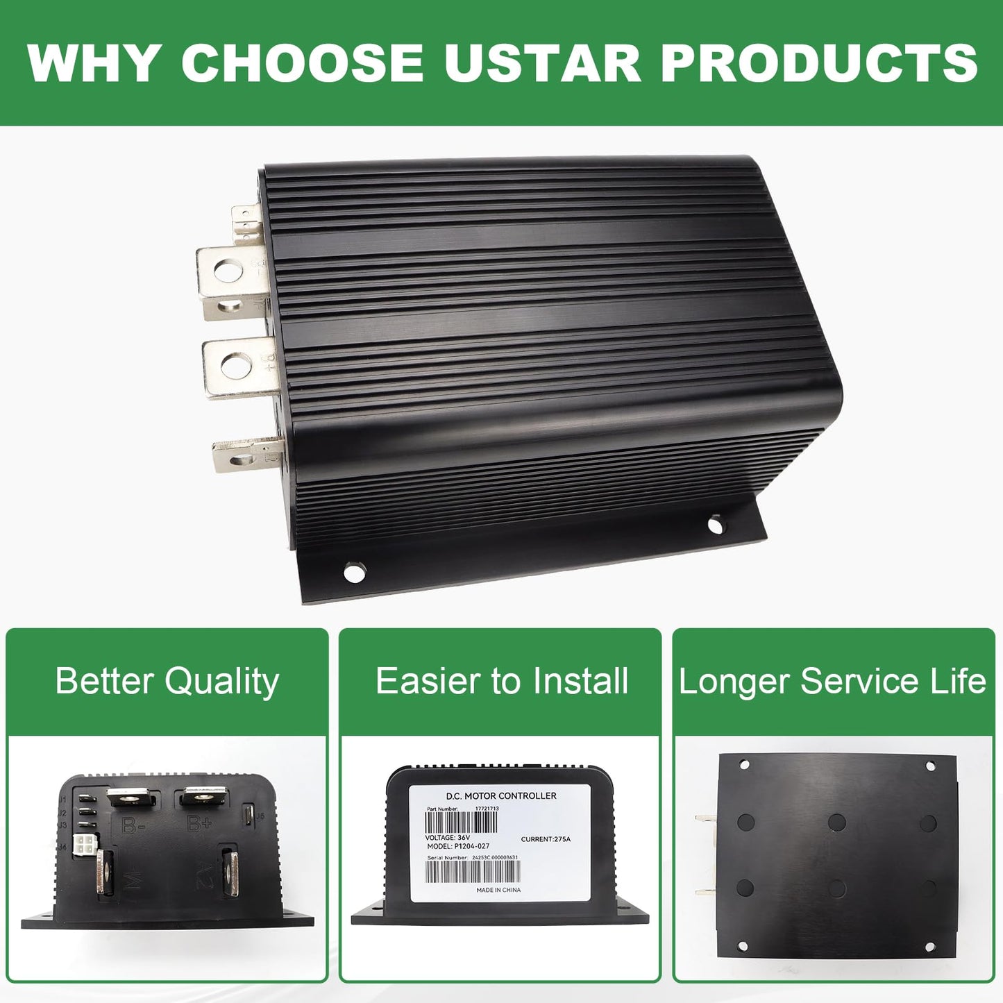 1204-027 Curtis Speed Controller 36V 275amp 0-5KΩ for EZGO Golf Carts DC Motor Controller 1204M-015,1204-032, 1204M-4201,1204-408