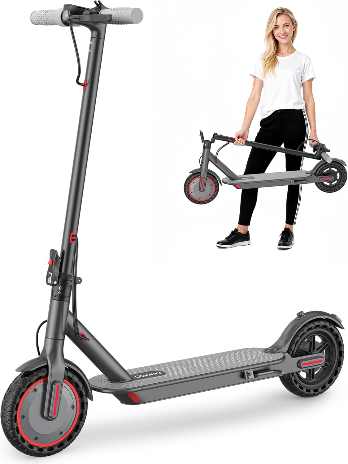Qlaway Electric Scooter for Adults - 19 MPH Speed, 350W Motor, 15-22 Miles Range | 265 LBS Capacity