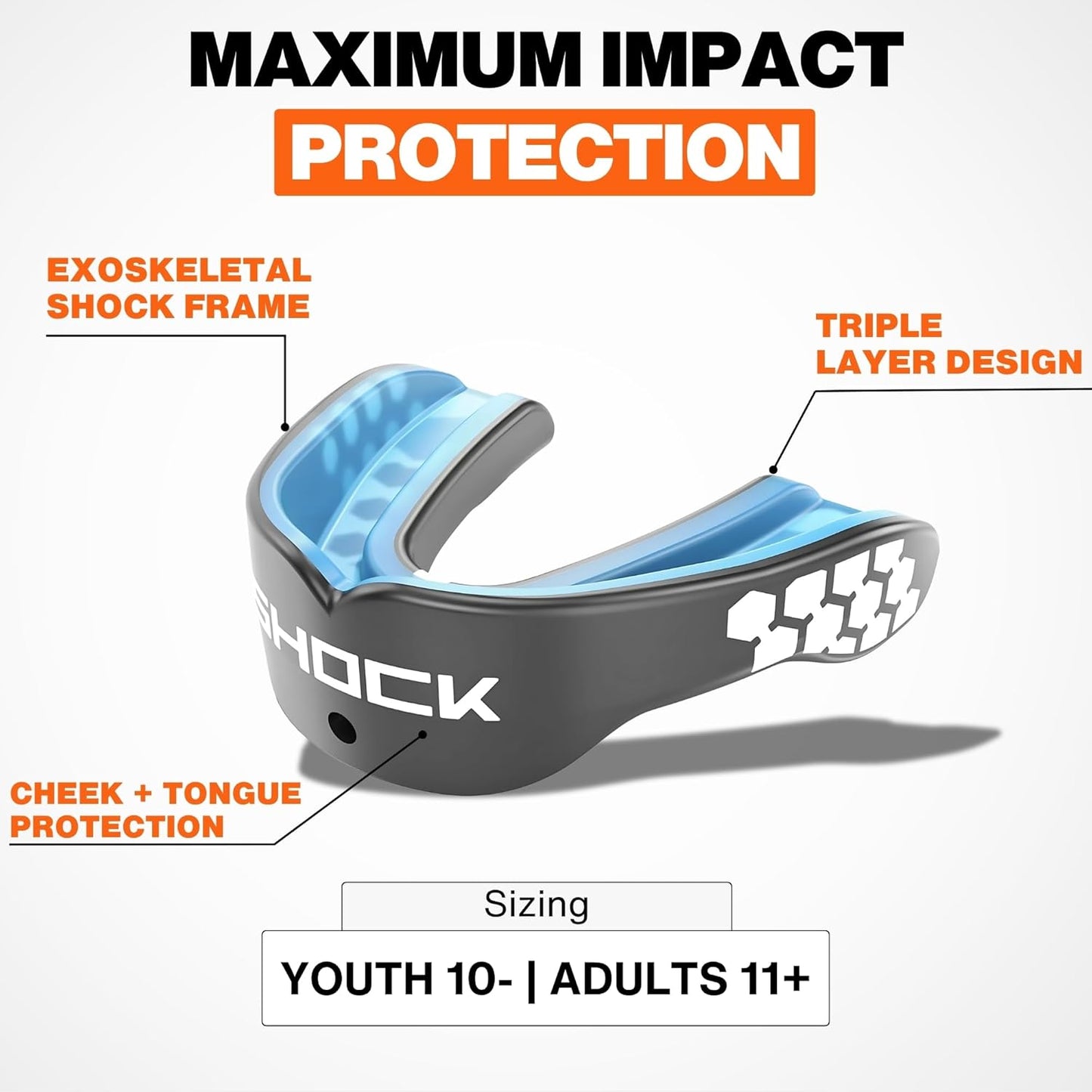 Shock Doctor Mouthguard - Gel Max Heavy Duty Protection for Sports | Custom Fit for Adults & Youth