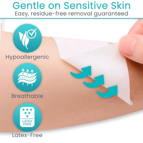 Vivecare Medical Paper Tape - Hypoallergenic Surgical Tape for Wound Care - Breathable, Gentle & Latex-Free First Aid Tape - Easy-to-Tear Adhesive Tape for Sensitive Skin, Bandages & Gauze (2''x10yd)