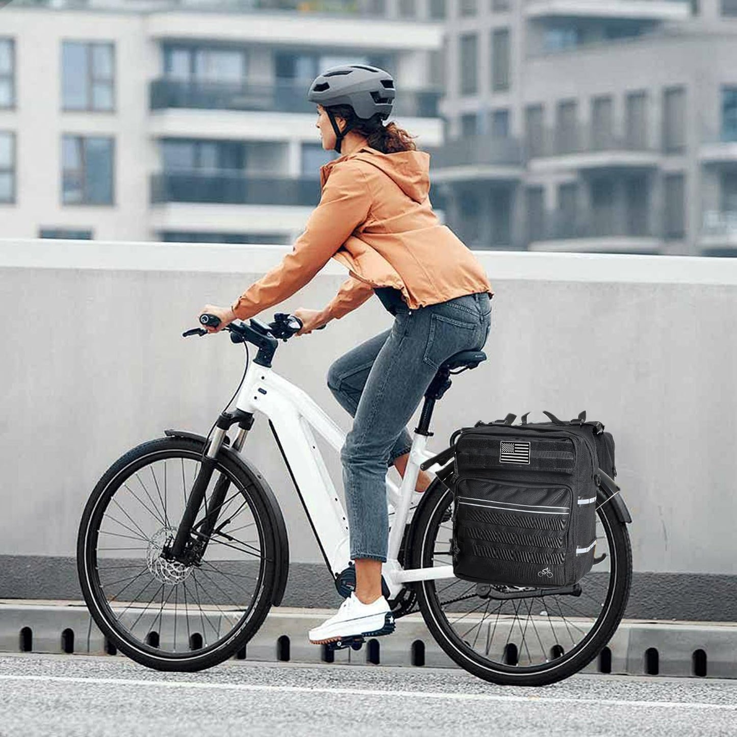 AIWARGOD 50L Bike Panniers, Large Bicycle Rear Rack Bag, Waterproof Ebike Storage Saddle Bag with Rain Cover, Mountain Electric Bike Rear Seat Bag Carrier for Cycling Traveling Commuting