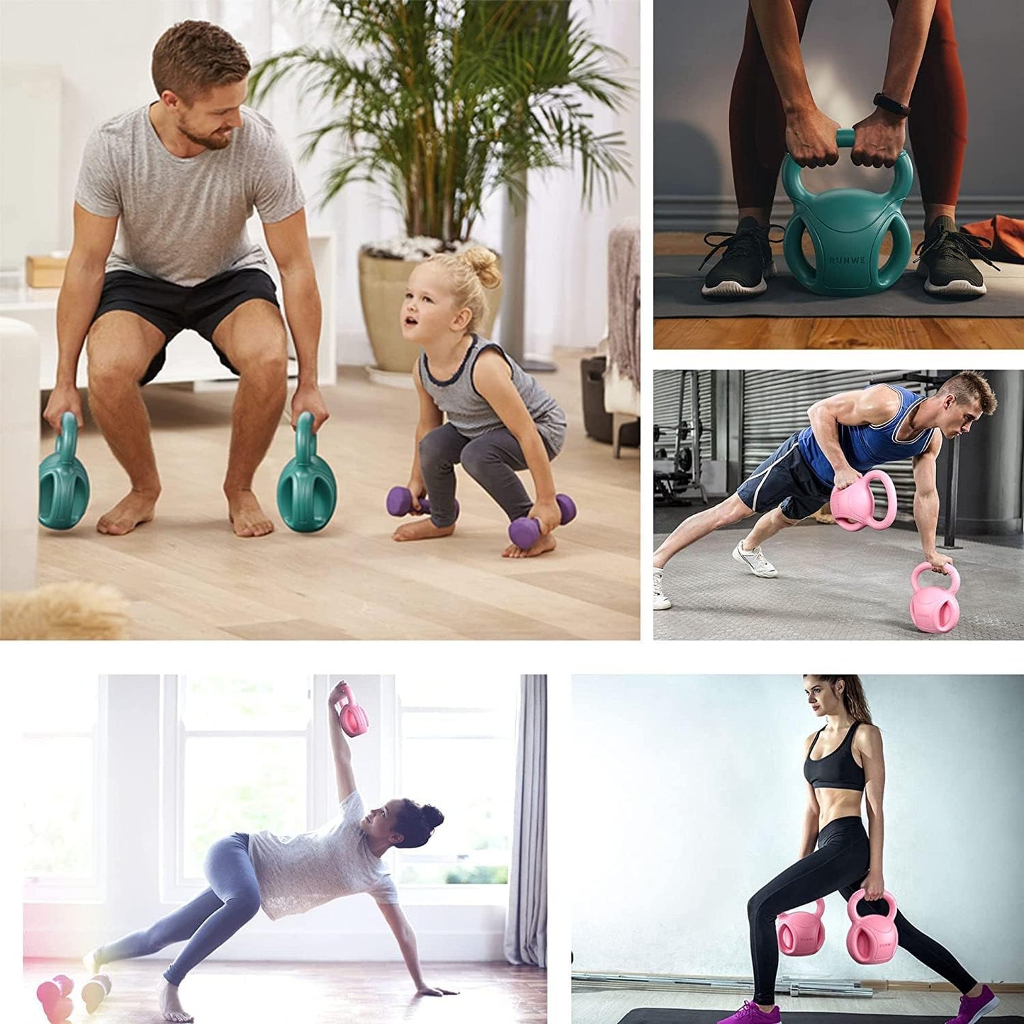 20 lb Kettlebell Weight with Three-handles for Weightlifting, Conditioning and Core Training for Women Men Home Gym [Purple]