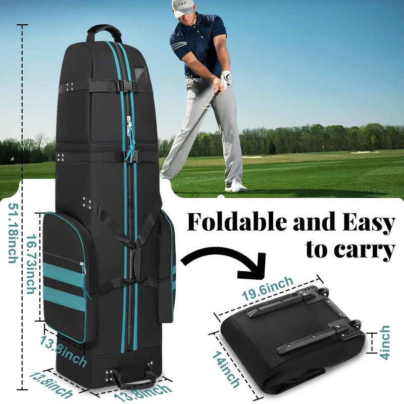Yueidung Golf Travel Bag with Wheels, Outdoors Heavy Duty 900D Polyester Waterproof Travel Golf Bags, Golf Travel Bags for Airlines, Transporting, Clubs
