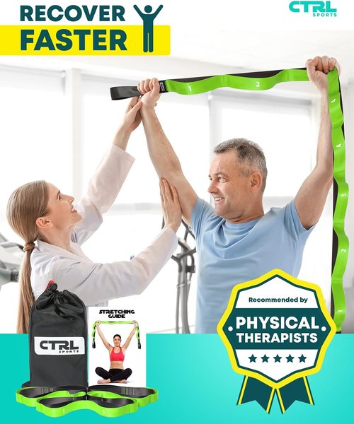 Fascia Stretching Strap by Skiennix - Non-Elastic Yoga & Physical Therapy Band for Enhanced Flexibility | Ideal for Hamstring & Leg Stretching