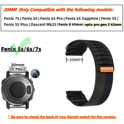 20mm/ 22mm/ 26mm Watch Band For Garmin Fenix 5 6 7 8 Pro Sapphire Solar Forerunner 965 955 935 Epix Pro Gen 2 47mm 51mm Quick Fit 20 22 26 Watch Bands Replacement Men Women (Black-Silver Buckle, Quick-fit 22mm)