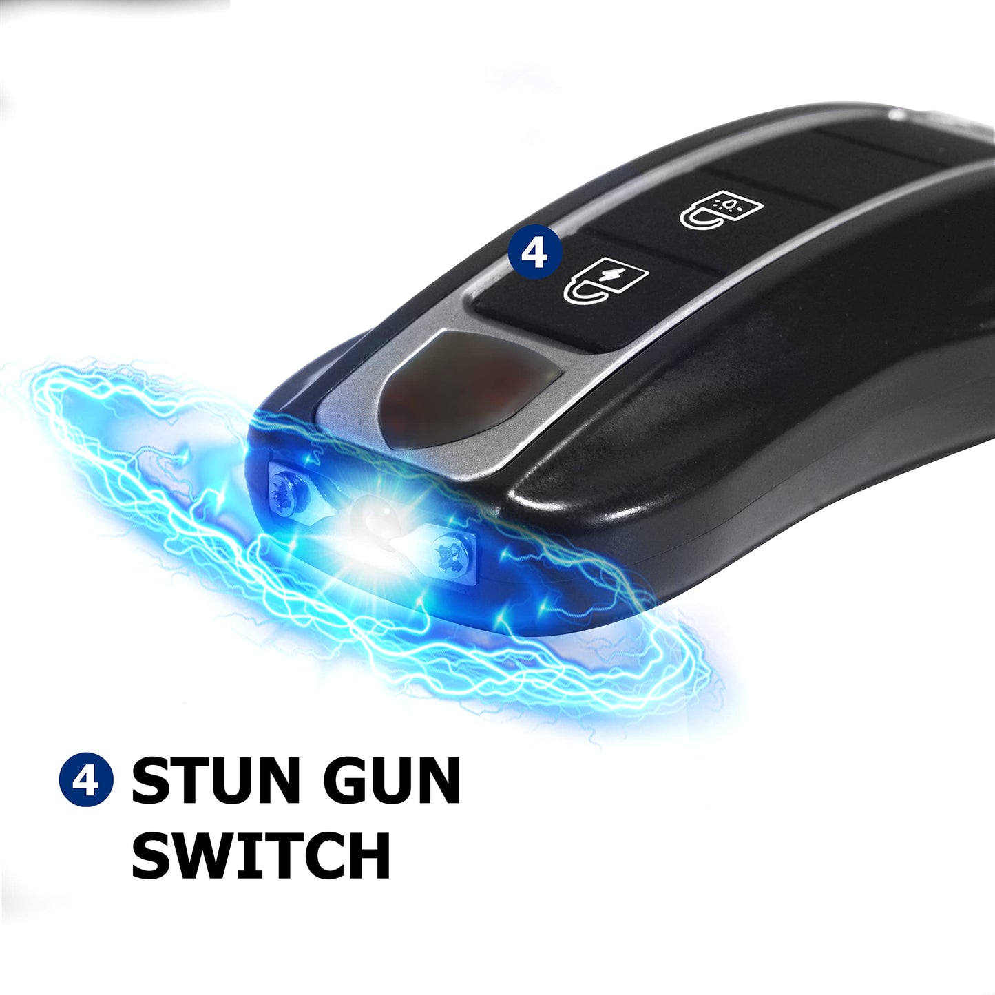 Mini Stun Gun with LED Flashlight and Wrist Strap – Unique Key fob Design (Black)