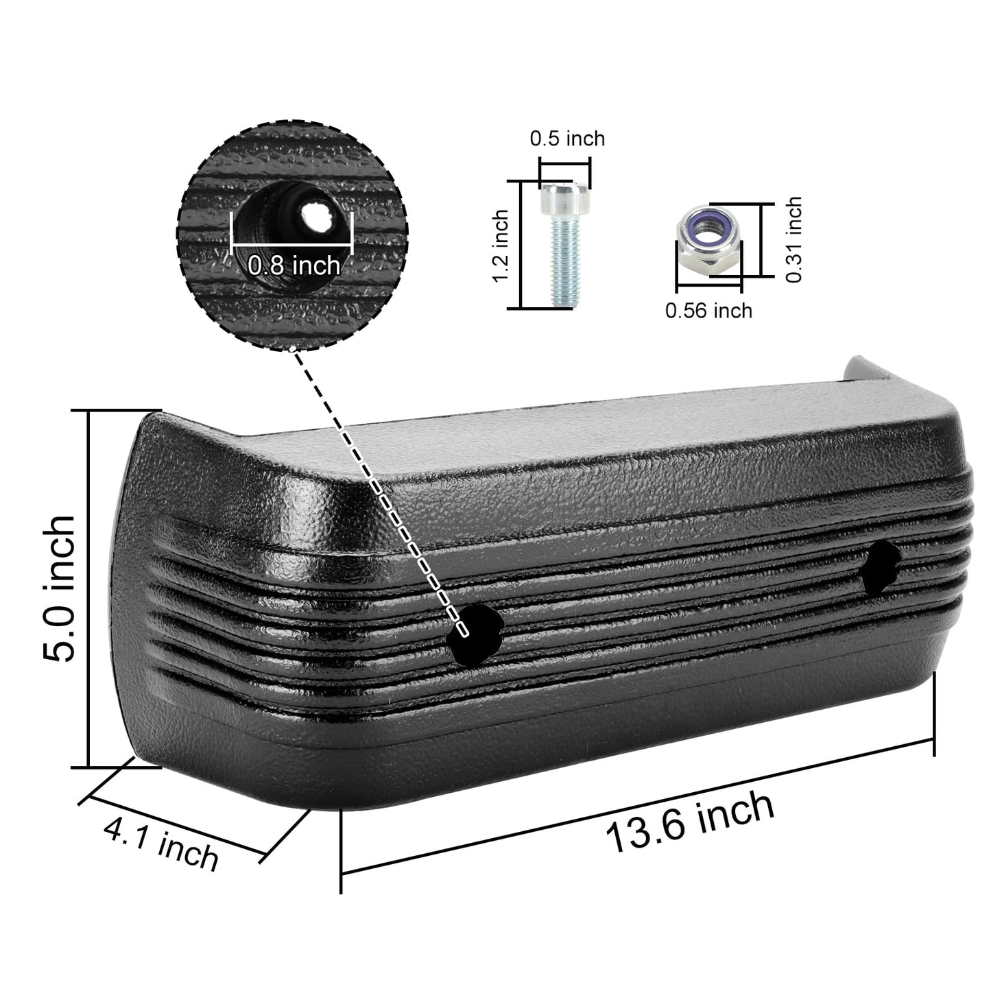 Roykaw Golf Cart Front Bumper with Bolts Fits for Club Car DS Gas and Electric 1993-Up Golf Cart, Durable Molded Plastic, Black Bumper Traverse Accessories, OEM#1016868