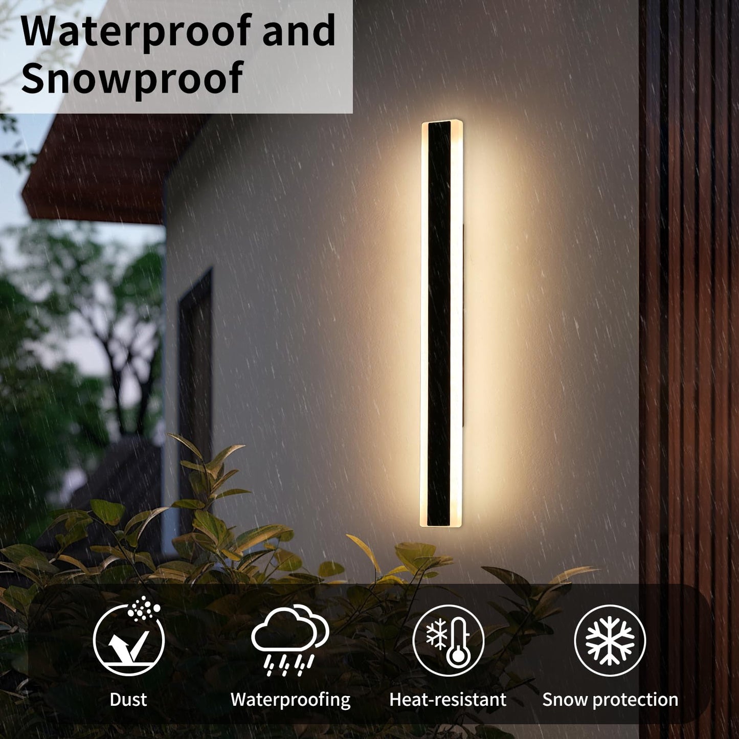 39inch Outdoor Wall Lights, Modern Outdoor Lights for House, 3000K Warm White, IP65 Waterproof, Black Linear Wall Lights Fixture, Porch Light Wall Mounted Led Lighting for Patio, Shop, Garage