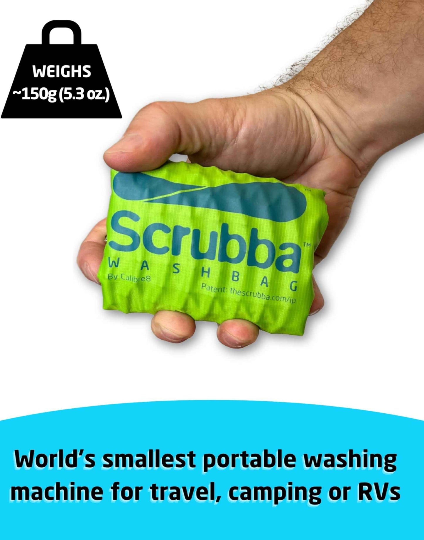 Scrubba Wash Bag Portable Washing Machine - Lightweight Manual Washing Machine for Travel, Camping, Laundry, Baby Clothes - Travel Essentials, Gift - use with Laundry Detergent/Sheets - 5.3 oz.