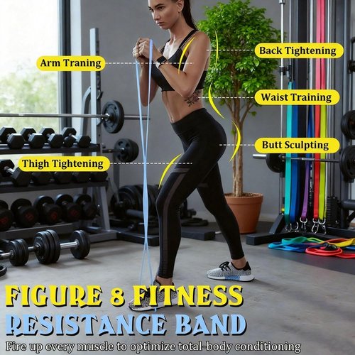 JYTIYUWA Resistance Bands with Handles,Figure 8 Resistance Band Elastic Fitness Bands Exercise Band for Home Yoga Gym Workout Purple 15LB