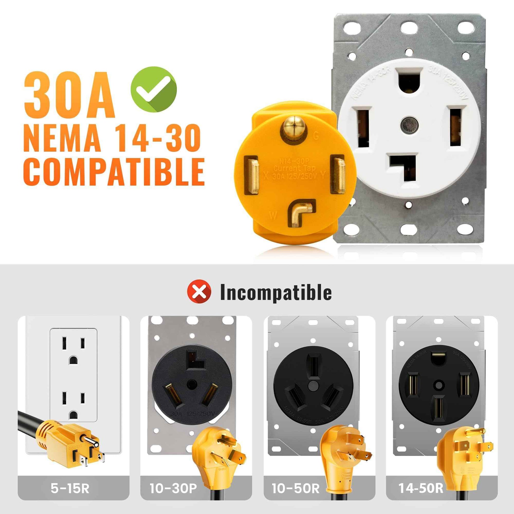 MECMO 3 Prong to 4 Prong Dryer Adapter, NEMA 14-30P Male to 10-30R Female, 4-Prong New Dryer Plug to 3-Prong Old Dryer Receptacle for Old Non-grounding Electric Dryer with New Dryer Wall Outlet House