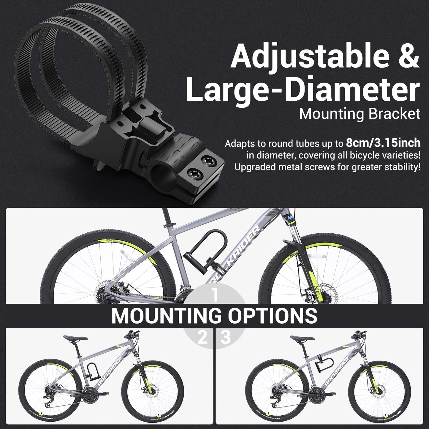 Sportneer Bike U Lock - Heavy Duty 18mm Shackle with 6ft Security Cable | Sturdy Mounting Bracket for All Bike Types, 9.85''x6.3''