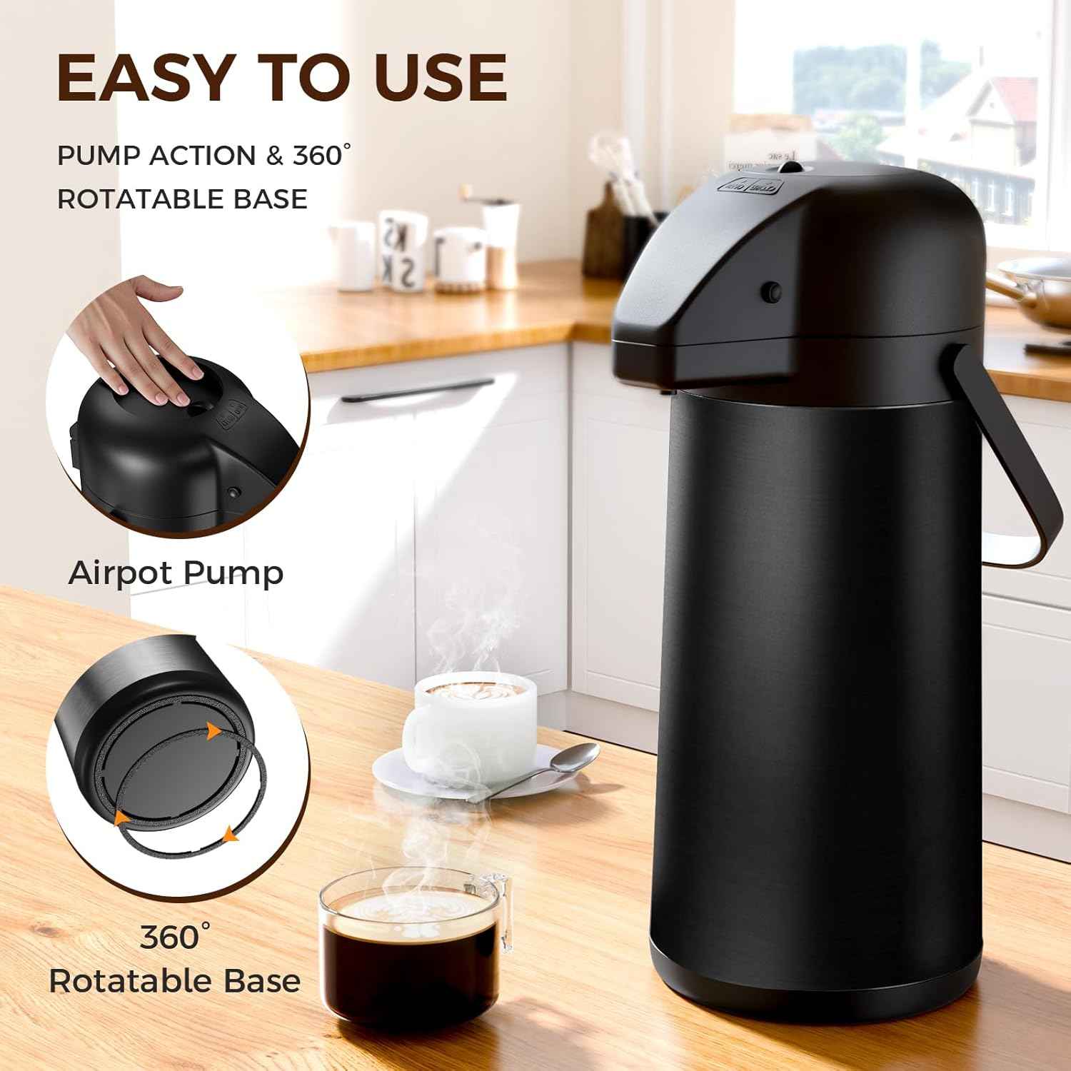 Large 102OZ Stainless Steel Coffee Carafe - Insulated Airpot Dispenser for Hot Drinks
