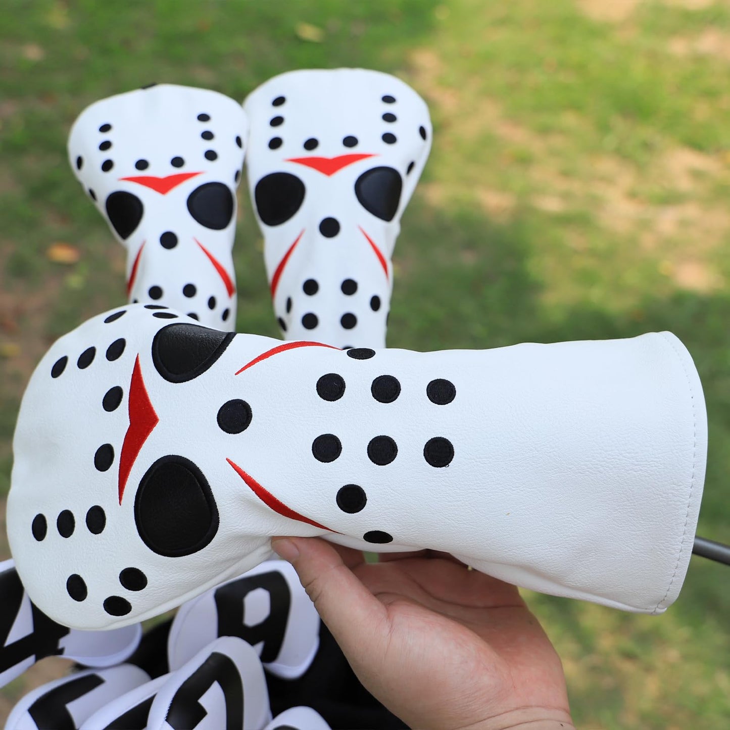 BAIRBRE Golf Hybrid Covers Field Hockey Mask Embroidery Golf Club Covers Leather Hybrid Headcovers Golf Headcover for Most Brand