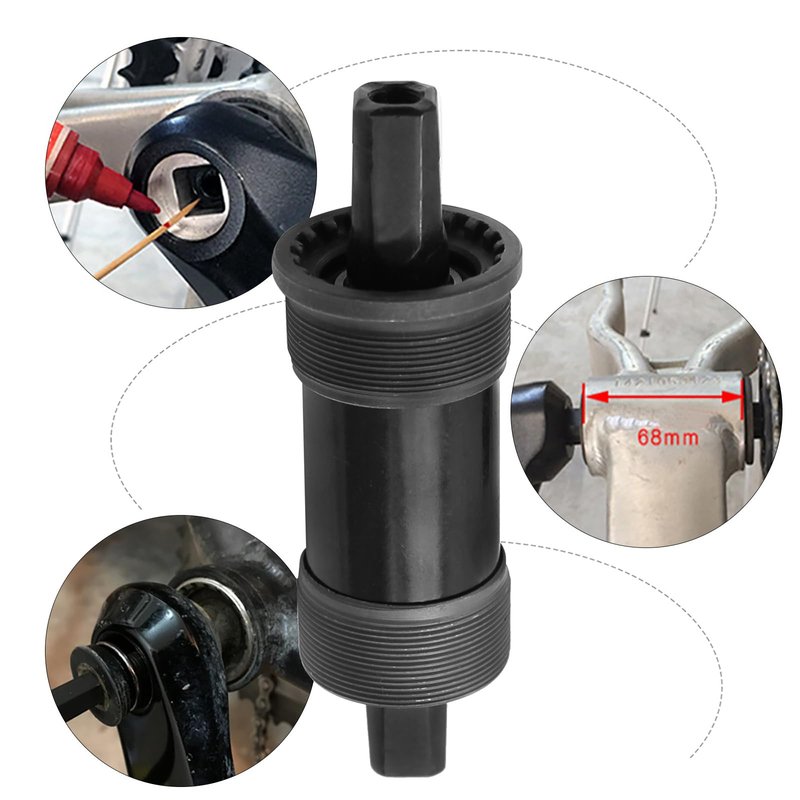 Hoypeyfiy Bike Bottom Bracket Mountain Bike Square-Taper Bottom Bracket Bicycles 68mm Replacement for Shimano Tourney TX800 Series (68x124mm)