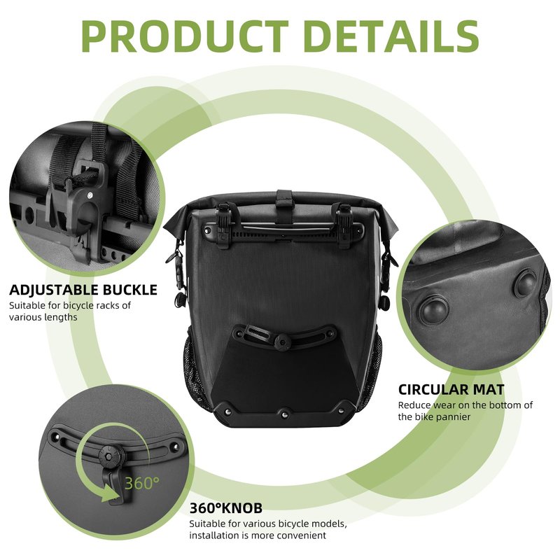 CbRSPORTS Waterproof Bike Panniers Bag 27L,Road Mountain Ride Bike Rear Bag with Shoulder Strap Bcycle Bags