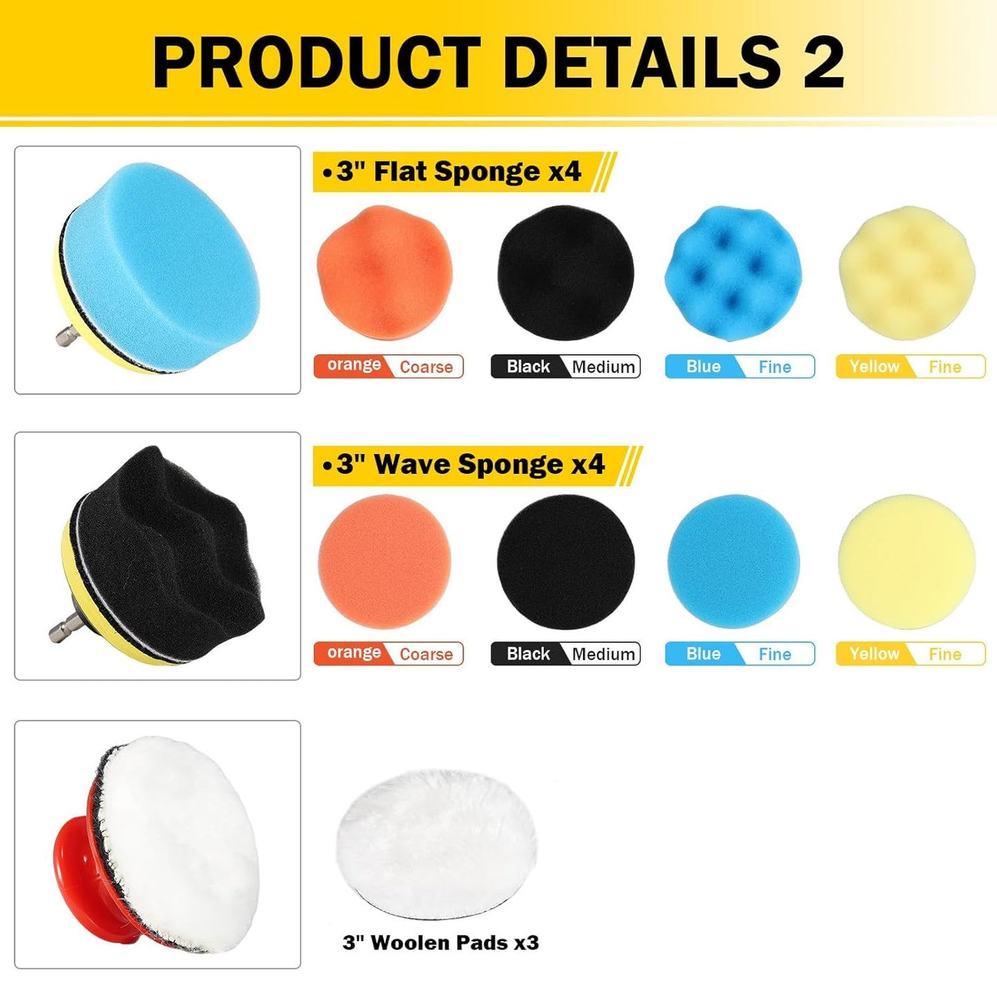 86PCS Car Headlight Polishing Kit, 3 Inch Drill Sanding Disc with 1/4 Inch Shank Backing Hook and Loop,Wet Dry Sanding Paper, Masking Tape, Buffing Sponge, Soft Interface, Woolen Buffer, Handle