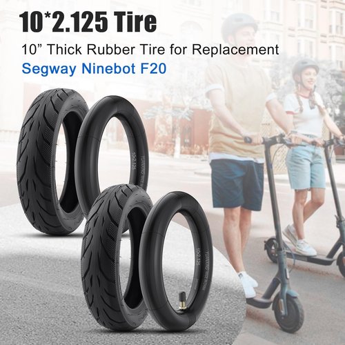 Amitor Scooter Tire Replacement, 10x2.125 Tire and Inner Tube Compatible with Ninebot by Segway Kickscooter F25/F30/F40/F65/D18W/D28U/D38U, Straight Valve Tube, Thickened Non-Slip Shockproof, 2 Set