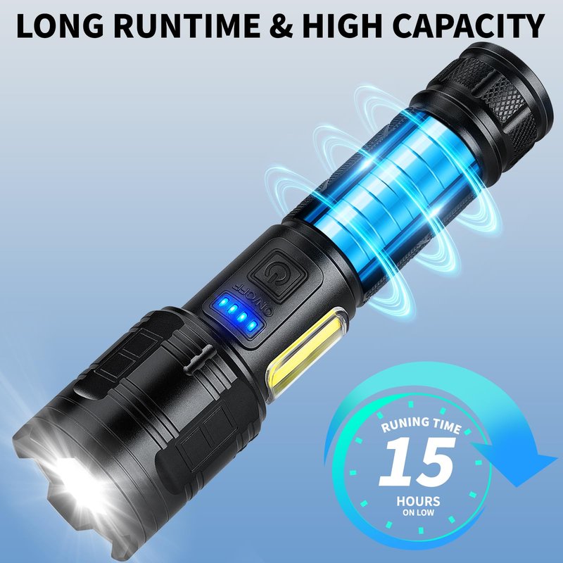 taoquwe Rechargeable LED Flashlights High Lumens, 99,000 Lumen Super Bright Flashlight with 7 Modes & Waterproof, Powerful USB Rechargeable Handheld Flash Light for Camping Home