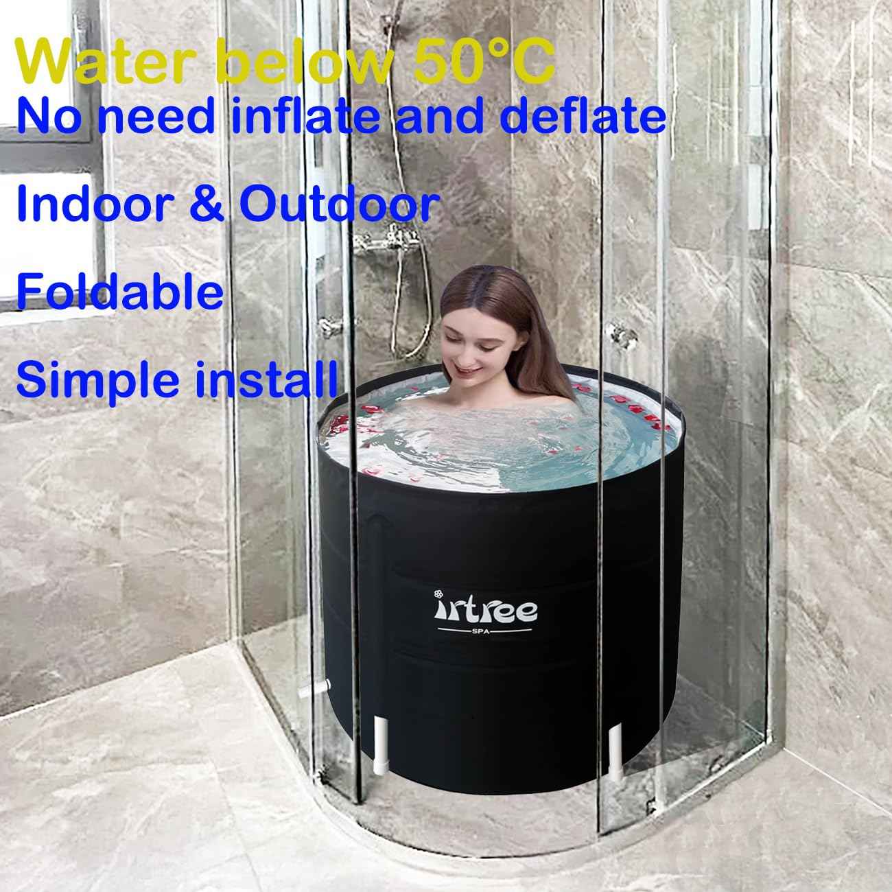 Portable Bathtub Adult Soaking Tub Folding Shower Cold Plunge Tub Cold Plunge Barrel Bath Tub Shower Tub (Dia 29.5" x H 27.5")