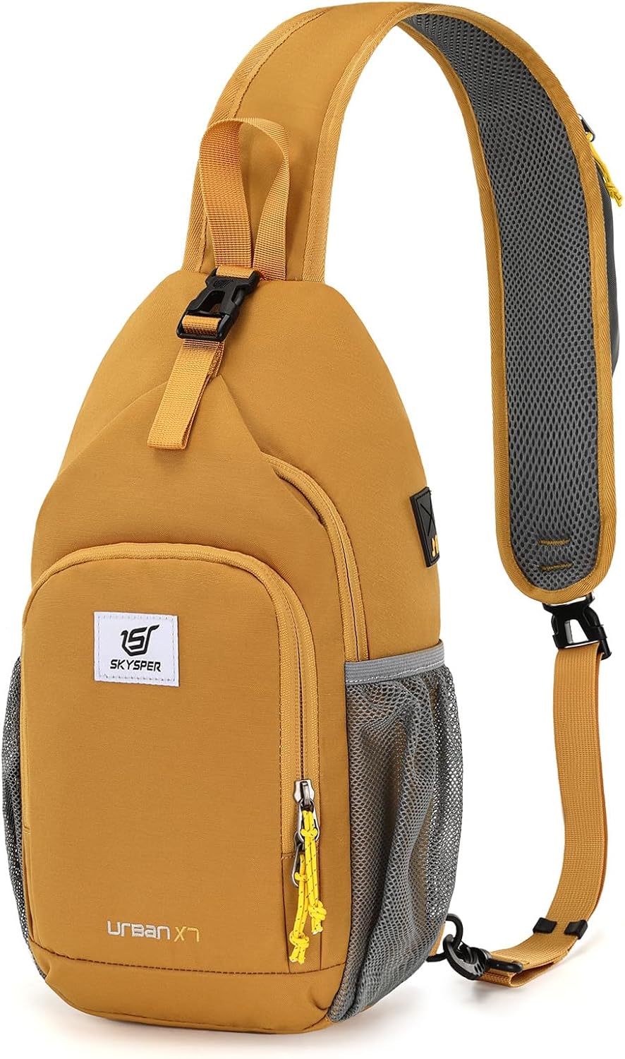 SKYSPER Sling Bag - RFID Crossbody Backpack for Travel & Hiking | Unisex Apricot Daypack