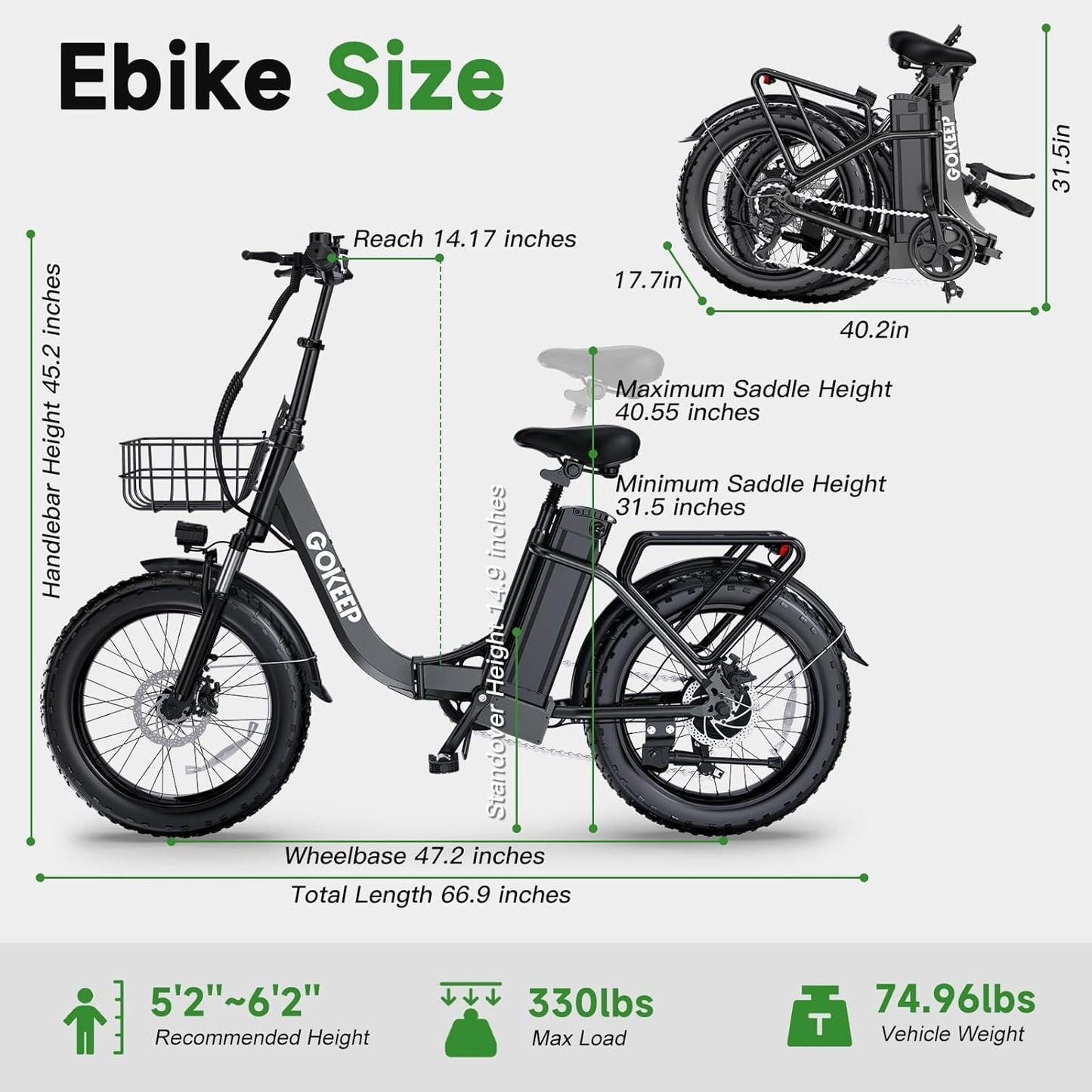 **Skiennix 1800W Electric Bike - 52V Removable Battery, 86 Miles Range, Foldable Fat Tire, 7-Speed | Max 330LBS**