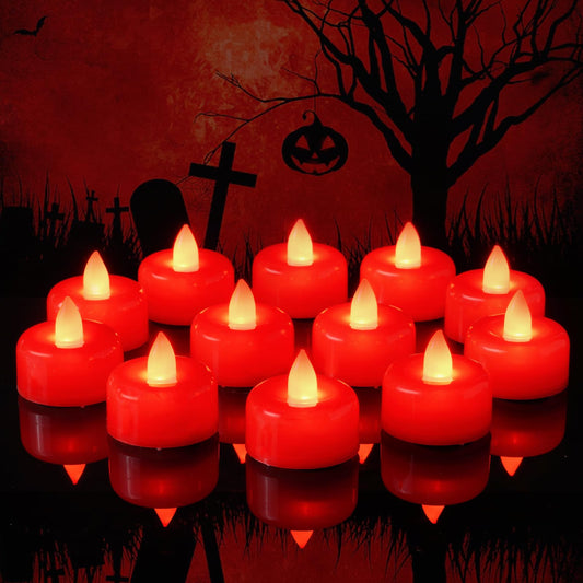 Amagic 24 Pack Red Flameless LED Tea Lights Candles Battery Operated, Electric Fake Tealight Candles for Votive, Wedding, Table Centerpiece, Party, Aniversary, Proposal, Halloween, Christmas