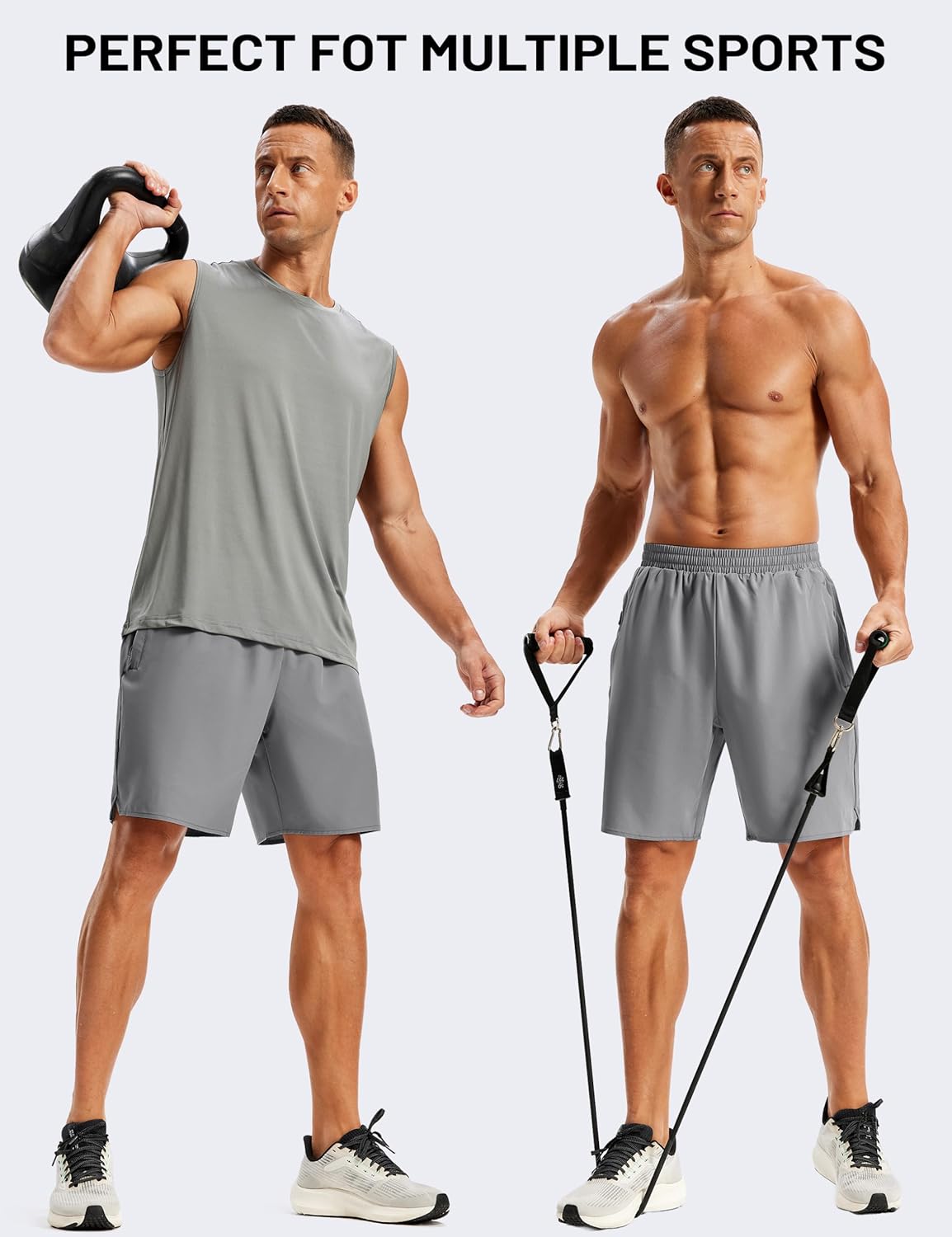 TACVASEN Men's Athletic Workout Shorts - Quick-Dry 7" Gym Shorts with Zipper Pockets for Summer Hiking