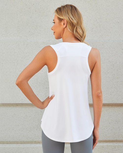 G4Free Racerback Workout Tank Top - High Neck Fast-Dry Sleeveless Athletic Shirt for Women