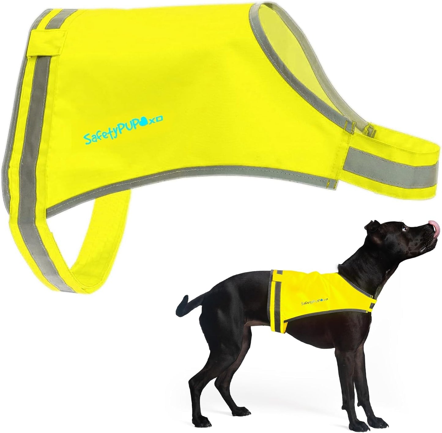 SafetyPUP | XD Lite Dog Vest - Reflective Hi-Visibility Fluorescent Yellow for Enhanced Safety