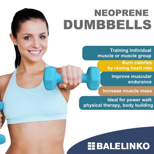 Balelinko Home Gym Equipment Workouts Strength Training Weight Loss Pilates Weights Yoga Sets Free Weights for Women, Men, Seniors and Youth, 5LB Pink, Pair