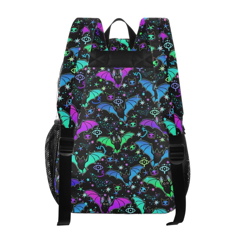 PJGINUIUA Psychedelic Bats Print Clear Backpack Lightweight Large Capacity See Through Bookbag Transparent Daypack Bag, 12L