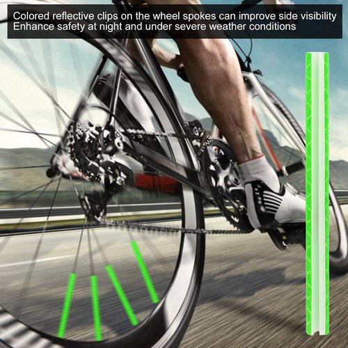 EVTSCAN Bicycle Spoke Reflector - 48pcs Bike Wheel Reflector Tube Cycling Warning Strips Mount Clips Bicycle Spoke Reflectors for Night Cycling Riding, Green