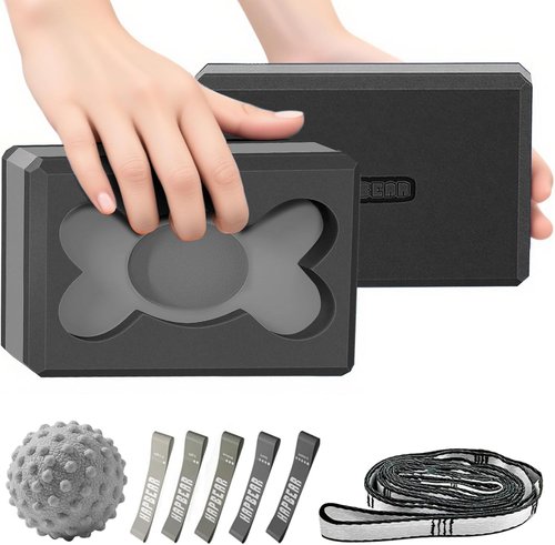 HAPBEAR Yoga Blocks - High-Density EVA Foam, Non-Slip Texture, 9x6x3in | Perfect for Deep Stretching & Pilates