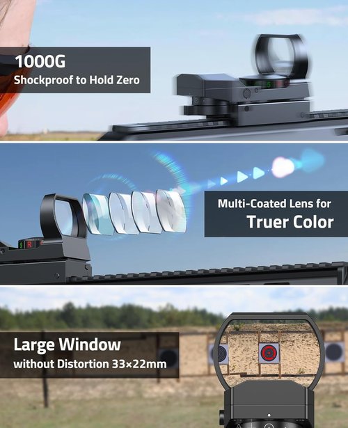 CVLIFE Red Green Dot Gun Sight - 1X22X33 Reflex Scope with 20mm Rail for Precision Shooting