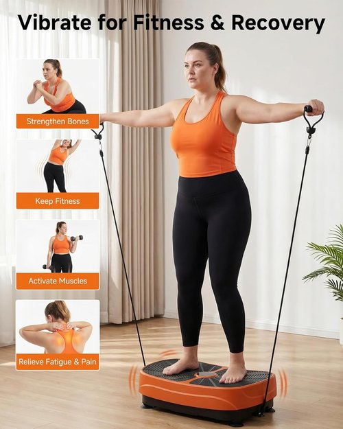 GORISE Vibration Plate Exercise Machine - Full Body Fitness Platform for Lymphatic Drainage & Weight Loss | Remote Control, Orange