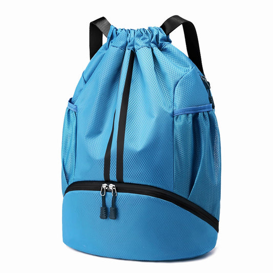 Sports Drawstring Backpack - Swim Gym Bag for Women and Men, Sky Blue