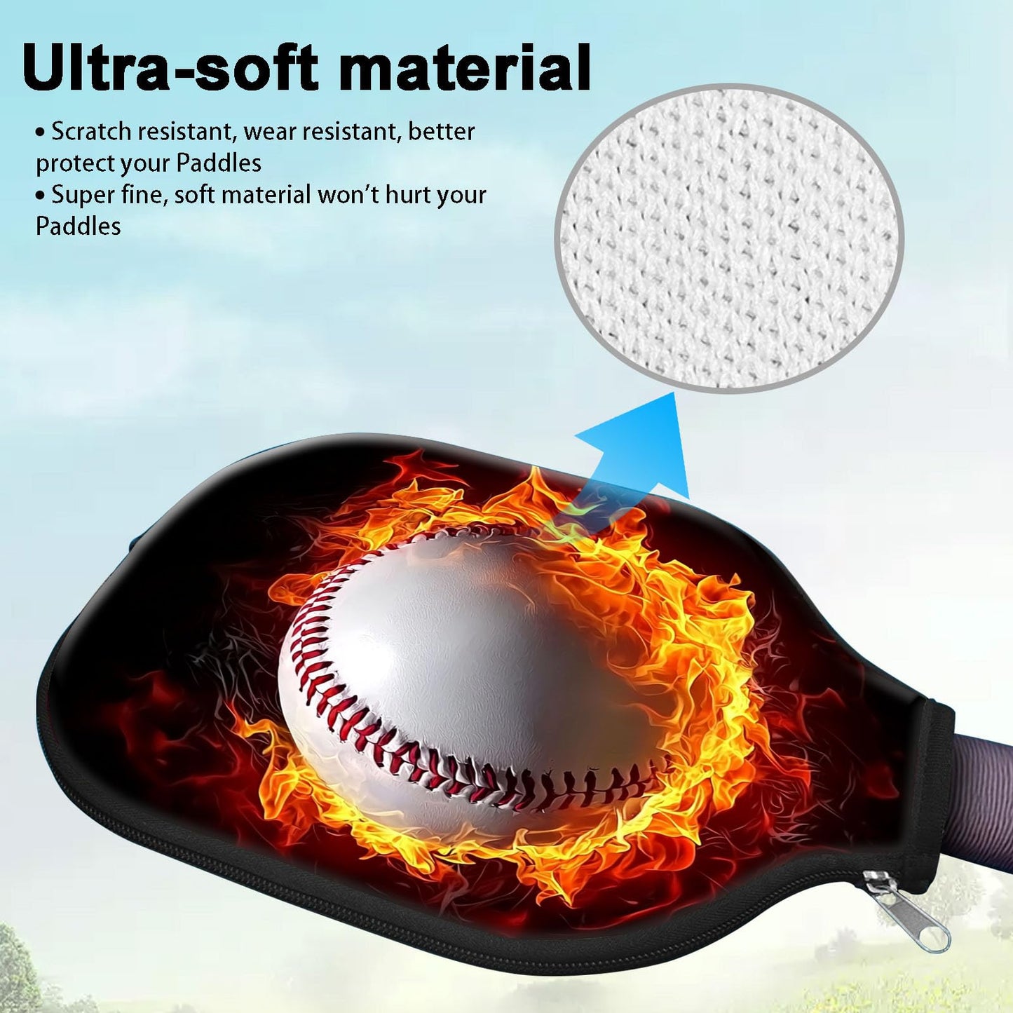 VACGBJPG for Pickleball Paddle Cover Durable Universal for Pickleball Case Protection for Your Racket Fits Most USAPA Standard Paddles for Pickle Ball Accessory,Flame Baseball