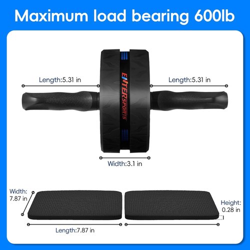 EnterSports Ab Roller Wheel - Core Strength Training Equipment with 2 Knee Pads for Home Gym