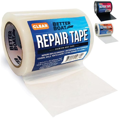Better Boat Repair Tape - Clear Waterproof Patch Tape for Fabric & Vinyl | 30ft x 3in, Heavy Duty