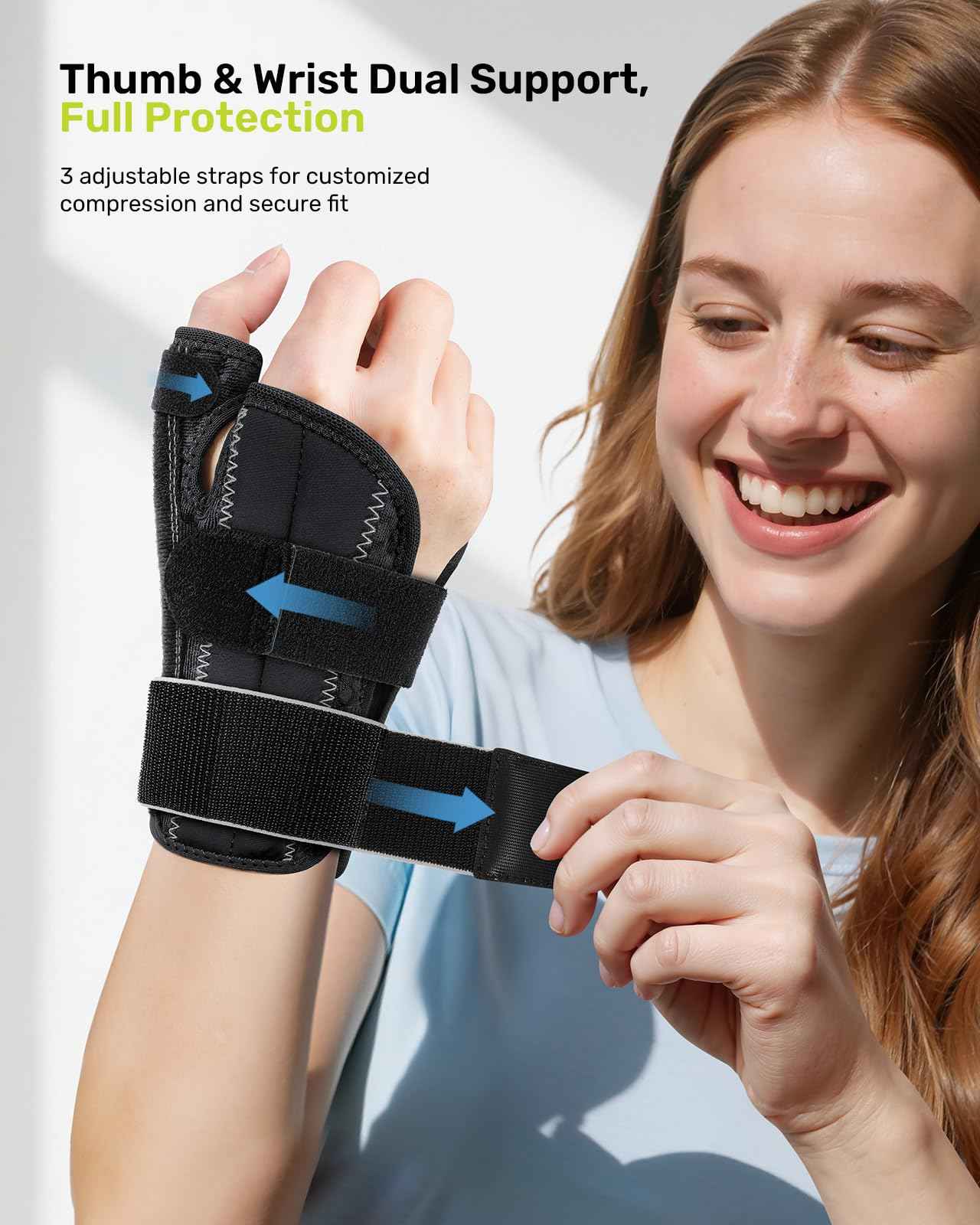 Rakiie Thumb Brace, 5X Ergonomic Reinforced Support Carpal Tunnel Wrist Brace Night Support for Tendonitis, Arthritis, CMC Pain Relief, De Quervain's Tenosynovitis, Right Hand, Gray Size S/M