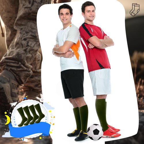 Skyebed 5 Pairs Military Green Socks Army Crew Sock Military Boot Socks for Men Women Working Outdoor (US, Alpha, One Size, Regular, Regular, Green Thickened Style)