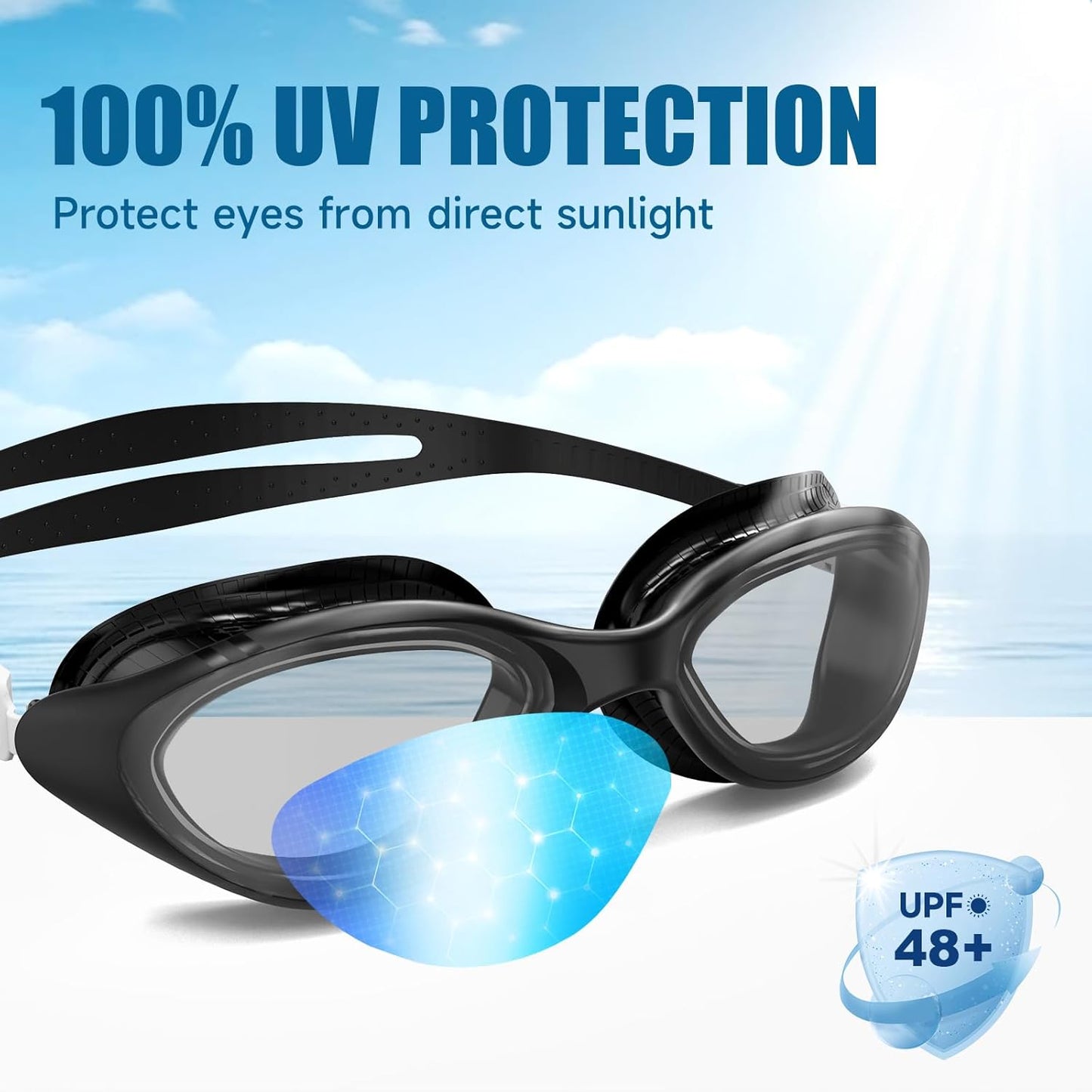 VegoVia Adult Swim Goggles - Anti-Fog UV Protection for Men & Women | Includes Carry Case