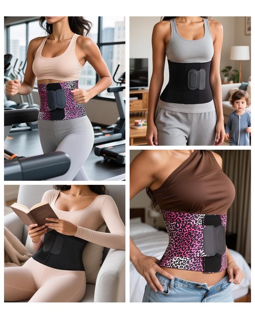 anylost Waist Trainer for Women Belt Body Shaper Corset with Tummy Control for Workouts, Ab Belt Waist Cincher Shapewear with Triple Wrap for Daily Wear, Fuchsia Leopard Print
