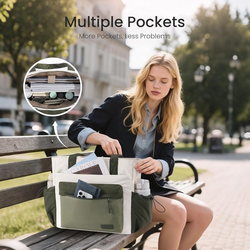 LOVEVOOK Puffer Tote Bag for Women - Versatile Travel Handbag with Zipper & Compartments | Ideal for Work, Gym, Daily Use