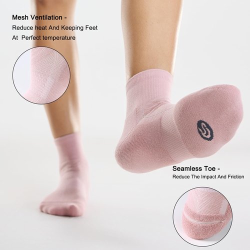 CS CELERSPORT 6 Pack Women's Ankle Socks with Cushion, Sport Athletic Running Socks, Colorful, Medium