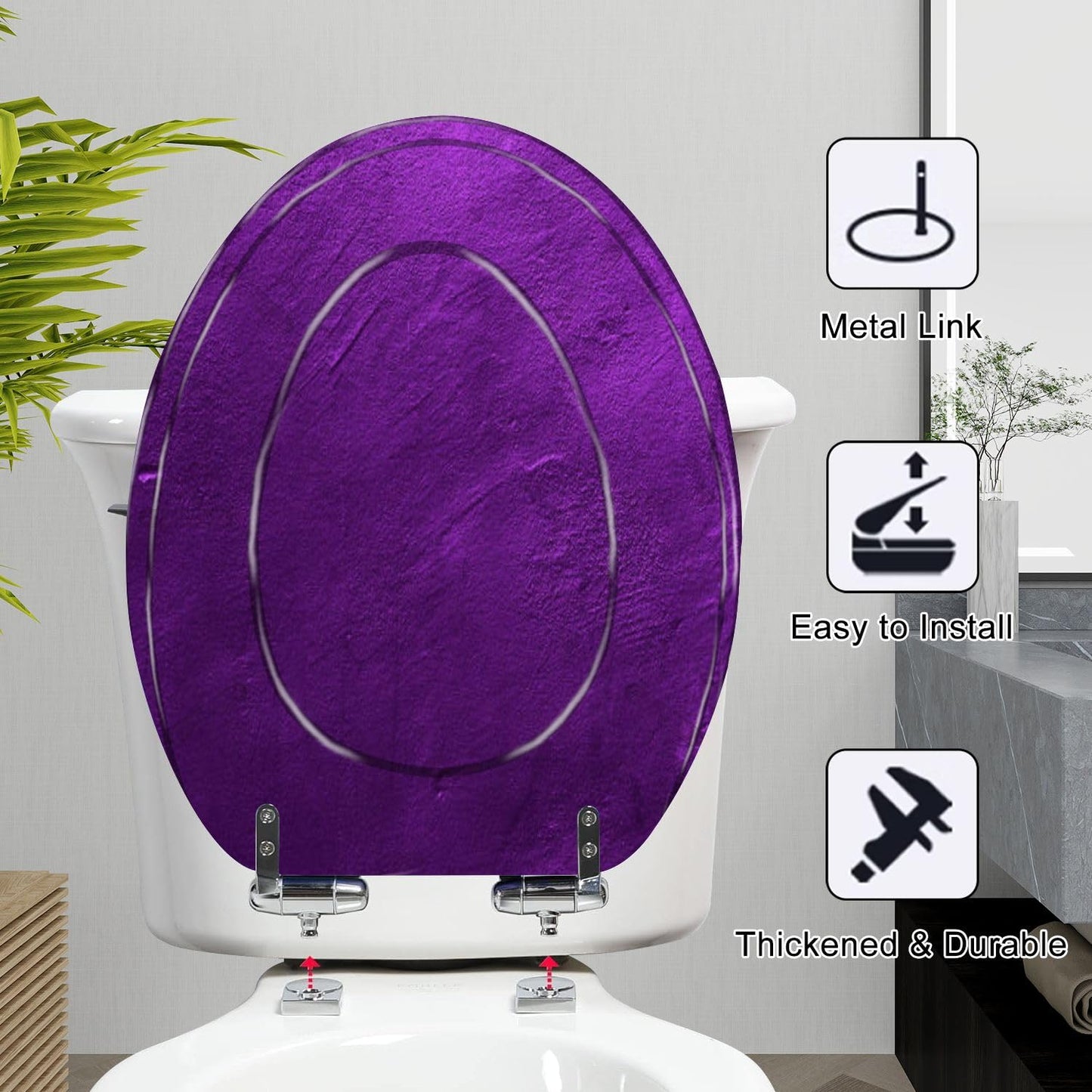 Elongated Toilet Seat Abstract textured light purple Resin Toilet Seat Slow Quiet Close with Quick-Release Hinges Toilet Seat with Cover Easy to Clean Install