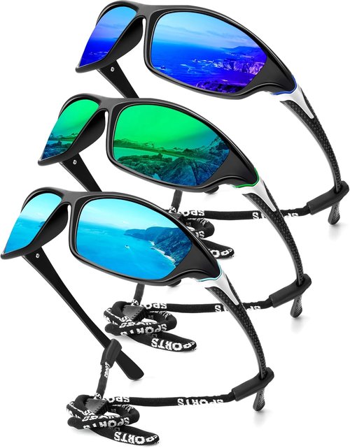 KALIYADI Polarized Sunglasses for Men - UV Protection Sports Glasses | 4 Pack for Fishing & Cycling